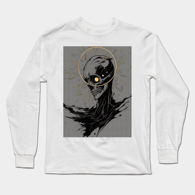 Death Mask Illustration Long Sleeve T-Shirt by Sheptylevskyi